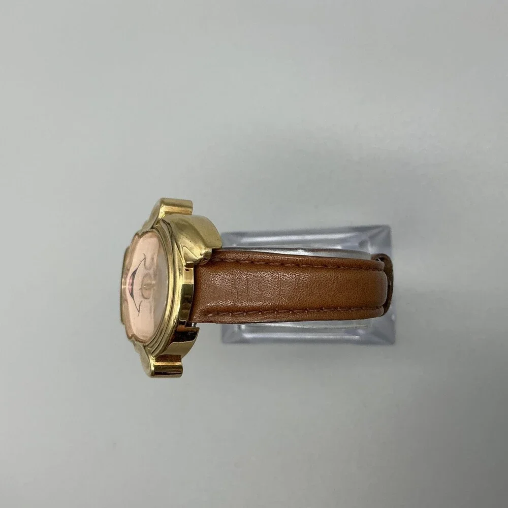 Timex Disney Dopey Womens Watch 35mm Gold Tone Brown Leather Band New Battery